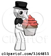 Poster, Art Print Of White Plague Doctor Man Holding Large Cupcake Ready To Eat Or Serve