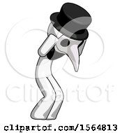White Plague Doctor Man With Headache Or Covering Ears Turned To His Right