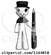 White Plague Doctor Man Holding Large Pen