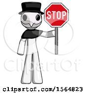 Poster, Art Print Of White Plague Doctor Man Holding Stop Sign
