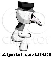 Poster, Art Print Of White Plague Doctor Man Squatting Facing Right