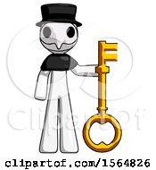 Poster, Art Print Of White Plague Doctor Man Holding Key Made Of Gold