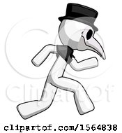 Poster, Art Print Of White Plague Doctor Man Running Fast Right