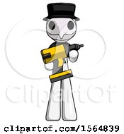 Poster, Art Print Of White Plague Doctor Man Holding Large Drill