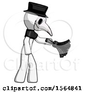 Poster, Art Print Of White Plague Doctor Man Dusting With Feather Duster Downwards