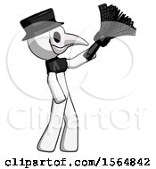 Poster, Art Print Of White Plague Doctor Man Dusting With Feather Duster Upwards
