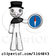 Poster, Art Print Of White Plague Doctor Man Holding A Large Compass