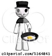Poster, Art Print Of White Plague Doctor Man Frying Egg In Pan Or Wok