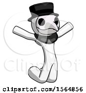 Poster, Art Print Of White Plague Doctor Man Jumping Or Kneeling With Gladness