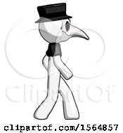 Poster, Art Print Of White Plague Doctor Man Walking Right Side View