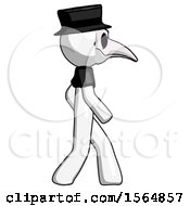White Plague Doctor Man Walking Right Side View