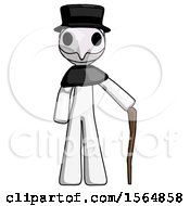 Poster, Art Print Of White Plague Doctor Man Standing With Hiking Stick