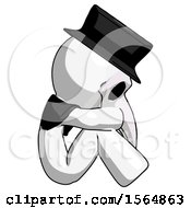 White Plague Doctor Man Sitting With Head Down Facing Sideways Right