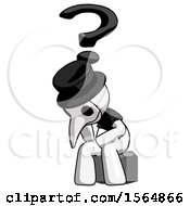 Poster, Art Print Of White Plague Doctor Man Thinker Question Mark Concept