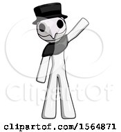 White Plague Doctor Man Waving Emphatically With Left Arm