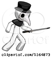 Poster, Art Print Of White Plague Doctor Man Stabbing With Ninja Sword Katana