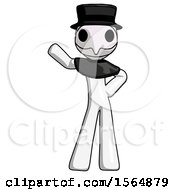 White Plague Doctor Man Waving Right Arm With Hand On Hip