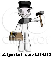 Poster, Art Print Of White Plague Doctor Man Holding Tools And Toolchest Ready To Work