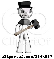 Poster, Art Print Of White Plague Doctor Man With Sledgehammer Standing Ready To Work Or Defend