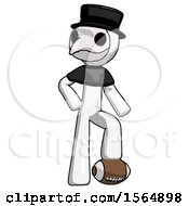 White Plague Doctor Man Standing With Foot On Football