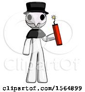 Poster, Art Print Of White Plague Doctor Man Holding Dynamite With Fuse Lit