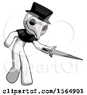 White Plague Doctor Man Sword Pose Stabbing Or Jabbing