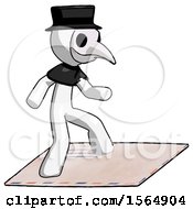 Poster, Art Print Of White Plague Doctor Man On Postage Envelope Surfing