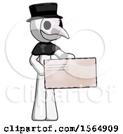Poster, Art Print Of White Plague Doctor Man Presenting Large Envelope