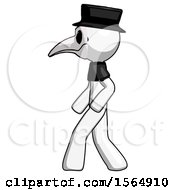 Poster, Art Print Of White Plague Doctor Man Walking Left Side View