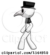 White Plague Doctor Man Walking Left Side View