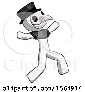 Poster, Art Print Of White Plague Doctor Man Running Away In Hysterical Panic Direction Right