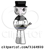 Poster, Art Print Of White Plague Doctor Man Serving Or Presenting Noodles
