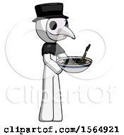 Poster, Art Print Of White Plague Doctor Man Holding Noodles Offering To Viewer