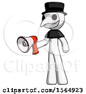 White Plague Doctor Man Holding Megaphone Bullhorn Facing Right