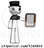 Poster, Art Print Of White Plague Doctor Man Showing Clipboard To Viewer