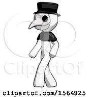 Poster, Art Print Of White Plague Doctor Man Man Walking Turned Left Front View