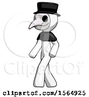 White Plague Doctor Man Man Walking Turned Left Front View