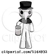 Poster, Art Print Of White Plague Doctor Man Begger Holding Can Begging Or Asking For Charity