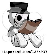 Poster, Art Print Of White Plague Doctor Man Reading Book While Sitting Down