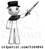Poster, Art Print Of White Plague Doctor Man Holding Sword In The Air Victoriously