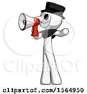 Poster, Art Print Of White Plague Doctor Man Shouting Into Megaphone Bullhorn Facing Left