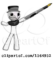 Poster, Art Print Of White Plague Doctor Man Pen Is Mightier Than The Sword Calligraphy Pose