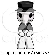 Poster, Art Print Of White Plague Doctor Man Squatting Facing Front