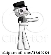 Poster, Art Print Of White Plague Doctor Man Presenting Something To His Left