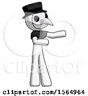 White Plague Doctor Man Presenting Something To His Left
