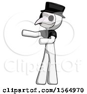 Poster, Art Print Of White Plague Doctor Man Presenting Something To His Right