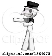 White Plague Doctor Man Presenting Something To His Right