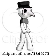 Poster, Art Print Of White Plague Doctor Man Walking Turned Right Front View