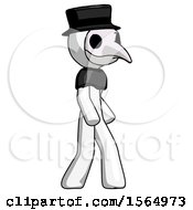 White Plague Doctor Man Walking Turned Right Front View