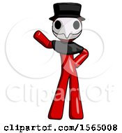 Poster, Art Print Of Red Plague Doctor Man Waving Right Arm With Hand On Hip